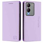 For vivo Y17s 4G Global / 5G India RC01 Dual-Folded Magnetic Suction RFID Leather Phone Case(Light Purple) - 2