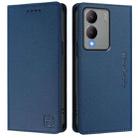 For vivo Y17s 4G Global / 5G India RC01 Dual-Folded Magnetic Suction RFID Leather Phone Case(Dark Blue) - 2