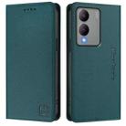 For vivo Y17s 4G Global / 5G India RC01 Dual-Folded Magnetic Suction RFID Leather Phone Case(Dark Green) - 2