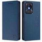 For vivo Y02A 4G / Y02 4G / Y11 2023 RC01 Dual-Folded Magnetic Suction RFID Leather Phone Case(Dark Blue) - 2