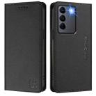 For vivo V27e 4G / T2 4G Global RC01 Dual-Folded Magnetic Suction RFID Leather Phone Case(Black) - 2