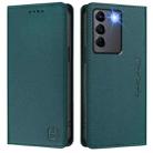 For vivo V27e 4G / T2 4G Global RC01 Dual-Folded Magnetic Suction RFID Leather Phone Case(Dark Green) - 2