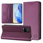 For vivo Y33s 4G Global / Y21T / Y21s RC01 Dual-Folded Magnetic Suction RFID Leather Phone Case(Violet) - 1