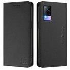 For vivo V20 / V21e 4G / Y73 2021 RC01 Dual-Folded Magnetic Suction RFID Leather Phone Case(Black) - 2