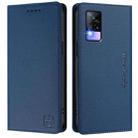 For vivo V20 / V21e 4G / Y73 2021 RC01 Dual-Folded Magnetic Suction RFID Leather Phone Case(Dark Blue) - 2