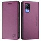 For vivo V20 / V21e 4G / Y73 2021 RC01 Dual-Folded Magnetic Suction RFID Leather Phone Case(Violet) - 2