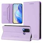 For vivo Y30 4G Global RC01 Dual-Folded Magnetic Suction RFID Leather Phone Case(Light Purple) - 1