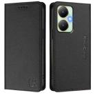 For vivo Y27 4G 2023 Global RC01 Dual-Folded Magnetic Suction RFID Leather Phone Case(Black) - 2