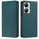 For vivo Y27 4G 2023 Global RC01 Dual-Folded Magnetic Suction RFID Leather Phone Case(Dark Green) - 2