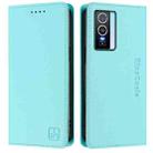 For vivo Y76 5G RC01 Dual-Folded Magnetic Suction RFID Leather Phone Case(Mint Green) - 2