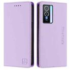 For vivo Y76 5G RC01 Dual-Folded Magnetic Suction RFID Leather Phone Case(Light Purple) - 2