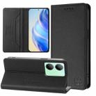 For vivo Y36 4G / 5G Global RC01 Dual-Folded Magnetic Suction RFID Leather Phone Case(Black) - 1