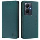 For vivo Y78+ 5G / Y78 5G Global RC01 Dual-Folded Magnetic Suction RFID Leather Phone Case(Dark Green) - 2