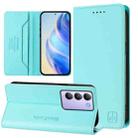 For vivo Y100 5G IDN / Y200e 5G RC01 Dual-Folded Magnetic Suction RFID Leather Phone Case(Mint Green) - 1