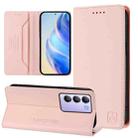 For vivo Y100 5G IDN / Y200e 5G RC01 Dual-Folded Magnetic Suction RFID Leather Phone Case(Pink) - 1