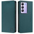 For vivo Y100 5G IDN / Y200e 5G RC01 Dual-Folded Magnetic Suction RFID Leather Phone Case(Dark Green) - 2