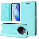 For vivo Y300 Pro RC01 Dual-Folded Magnetic Suction RFID Leather Phone Case(Mint Green) - 1