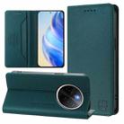 For vivo Y300 Pro RC01 Dual-Folded Magnetic Suction RFID Leather Phone Case(Dark Green) - 1