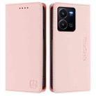 For vivo Y35 4G / Y22 4G / Y77 5G RC01 Dual-Folded Magnetic Suction RFID Leather Phone Case(Pink) - 2