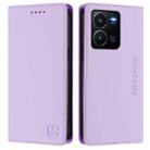 For vivo Y35 4G / Y22 4G / Y77 5G RC01 Dual-Folded Magnetic Suction RFID Leather Phone Case(Light Purple) - 2