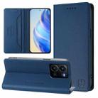 For vivo Y35 4G / Y22 4G / Y77 5G RC01 Dual-Folded Magnetic Suction RFID Leather Phone Case(Dark Blue) - 1