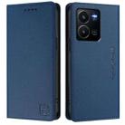 For vivo Y35 4G / Y22 4G / Y77 5G RC01 Dual-Folded Magnetic Suction RFID Leather Phone Case(Dark Blue) - 2