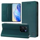 For vivo Y35 4G / Y22 4G / Y77 5G RC01 Dual-Folded Magnetic Suction RFID Leather Phone Case(Dark Green) - 1
