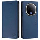 For vivo Y300 5G RC01 Dual-Folded Magnetic Suction RFID Leather Phone Case(Dark Blue) - 2