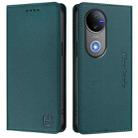 For vivo V50 5G Global RC01 Dual-Folded Magnetic Suction RFID Leather Phone Case(Dark Green) - 2