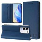 For vivo Y29 4G Global RC01 Dual-Folded Magnetic Suction RFID Leather Phone Case(Dark Blue) - 1