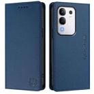 For vivo Y29 4G Global RC01 Dual-Folded Magnetic Suction RFID Leather Phone Case(Dark Blue) - 2