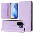 For vivo S30 RC01 Dual-Folded Magnetic Suction RFID Leather Phone Case(Light Purple) - 1