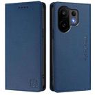 For vivo S30 RC01 Dual-Folded Magnetic Suction RFID Leather Phone Case(Dark Blue) - 2