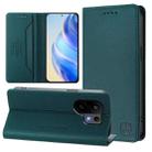 For vivo S30 RC01 Dual-Folded Magnetic Suction RFID Leather Phone Case(Dark Green) - 1