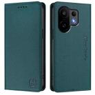 For vivo S30 RC01 Dual-Folded Magnetic Suction RFID Leather Phone Case(Dark Green) - 2