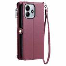 For Xiaomi Redmi Note 14 5G Leather Stitching Multi-card Slot Zipper Phone Case(Wine Red) - 3