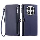 For Redmi Note 14 Pro 4G Leather Stitching Multi-card Slot Zipper Phone Case(Blue) - 1