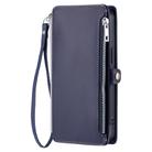 For Redmi Note 14 Pro 4G Leather Stitching Multi-card Slot Zipper Phone Case(Blue) - 2