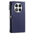 For Redmi Note 14 Pro 4G Leather Stitching Multi-card Slot Zipper Phone Case(Blue) - 3