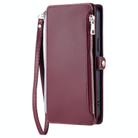 For Redmi Note 14 4G EU 164.84mm Leather Stitching Multi-card Slot Zipper Phone Case(Wine Red) - 2
