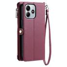 For Redmi Note 14 4G EU 164.84mm Leather Stitching Multi-card Slot Zipper Phone Case(Wine Red) - 3
