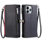 For Redmi Note 14 4G EU 164.84mm Leather Stitching Multi-card Slot Zipper Phone Case(Black) - 1