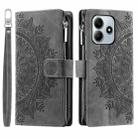 For Xiaomi Redmi Note 14 5G Multi-Card Totem Zipper Leather Phone Case(Grey) - 1
