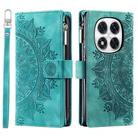 For Redmi Note 14 Pro 4G Multi-Card Totem Zipper Leather Phone Case(Green) - 1