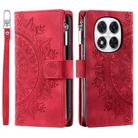 For Redmi Note 14 Pro 4G Multi-Card Totem Zipper Leather Phone Case(Red) - 1