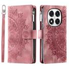 For Redmi Note 14 Pro 4G Multi-Card Totem Zipper Leather Phone Case(Pink) - 1