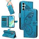 For Samsung Galaxy A26 5G Global Swallowtail Butterfly Embossed Leather Phone Case(Blue) - 1