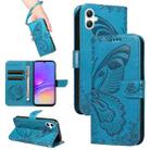 For Samsung Galaxy A07 5G Swallowtail Butterfly Embossed Leather Phone Case(Blue) - 1