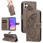 For Samsung Galaxy A07 5G Swallowtail Butterfly Embossed Leather Phone Case(Grey) - 1