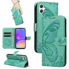 For Samsung Galaxy A07 5G Swallowtail Butterfly Embossed Leather Phone Case(Green) - 1